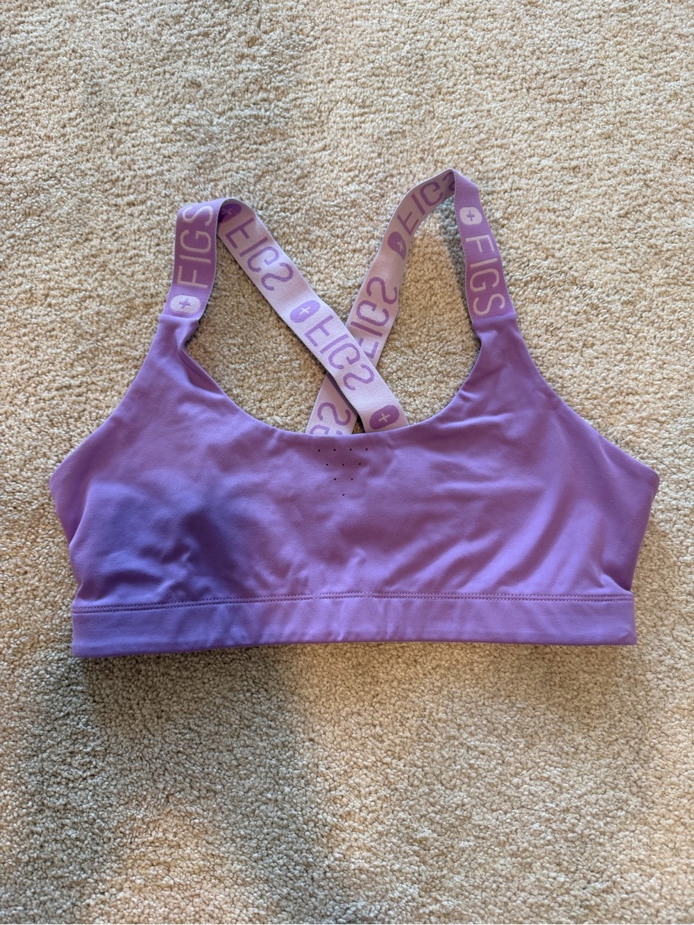 Figs Lavender Branded-Strap Sports Bra